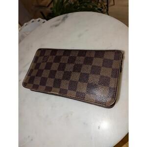 Authentic LOUIS VUITTON Damier Ebene Porte Monnaie Zip Around Long Wallet Zippy